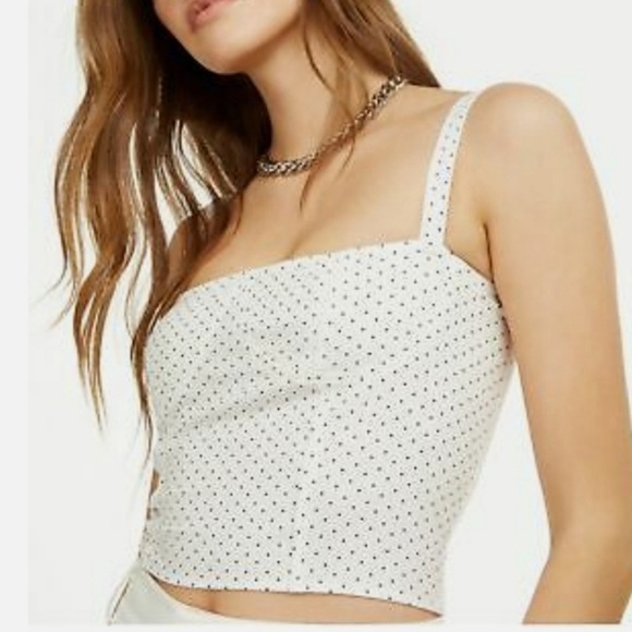 Danielle Bernstein White Polka Dot Crop Top Size 4 - Picture 1 of 8